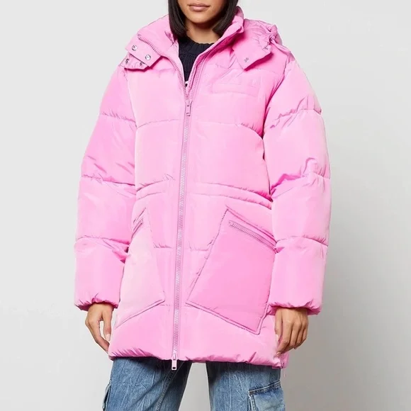 Ganni Pink Oversized Puffer Coat